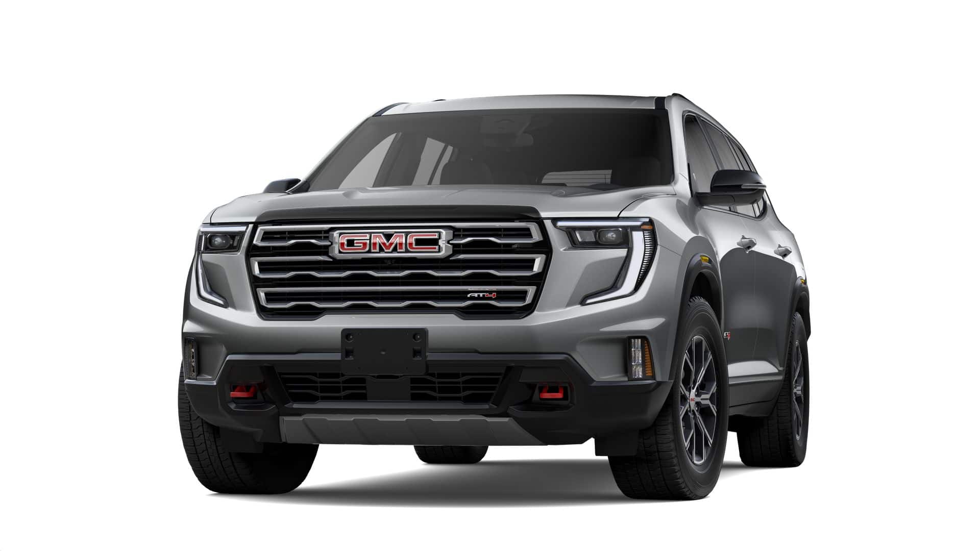 2026 GMC Acadia AWD AT4 in Sterling Metallic — front three-quarter view